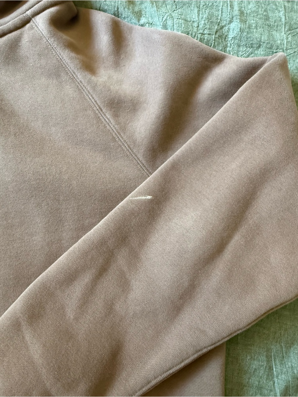 Women's Half-Zip Hooded Sweatshirt - Taupe - Picture 2 of 4